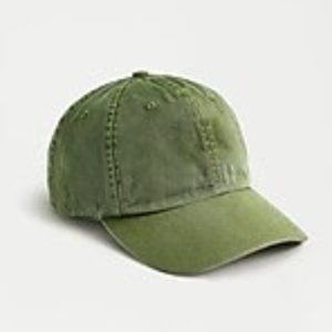 J Crew Baseball Hat - Olive Green w leather strap